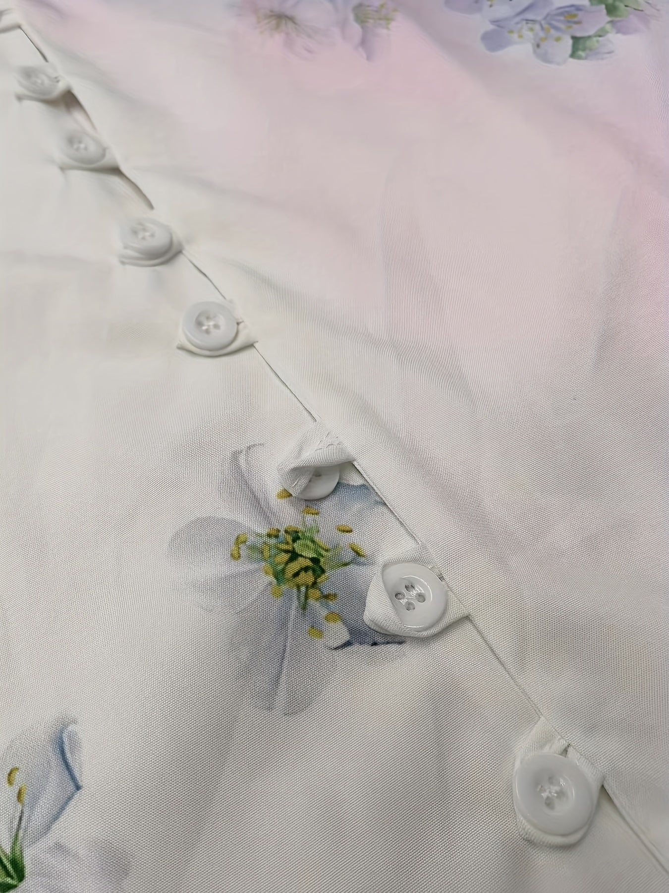 Men's Stylish 3D Print Flower & Bird Casual Long Sleeve Shirt
