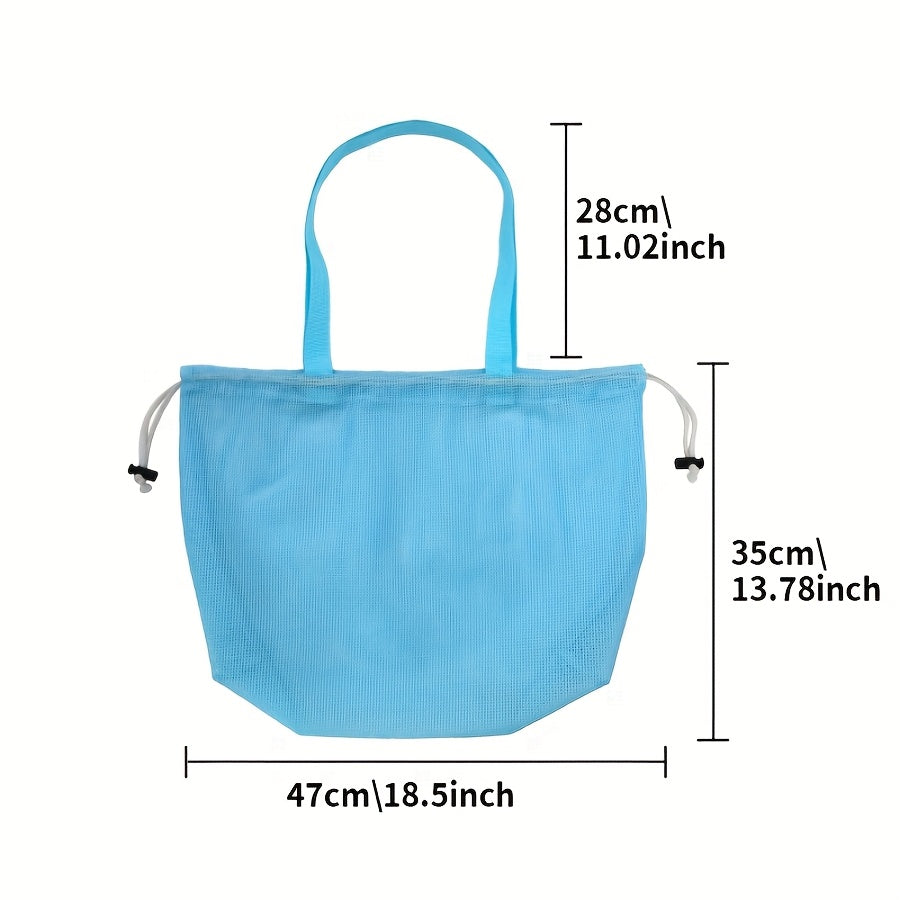 Custom Photo Beach Bag Pink Green Mesh Tote Ergonomic Strap