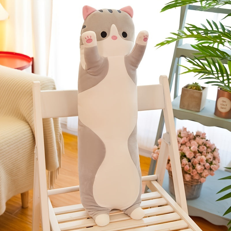 Cartoon Cat Plush Toy Figure Long Cat Sleeping Throw Pillow
