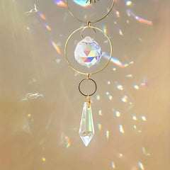 Crystal Sun Catcher Wind Chime Metal Pendant Home Decor