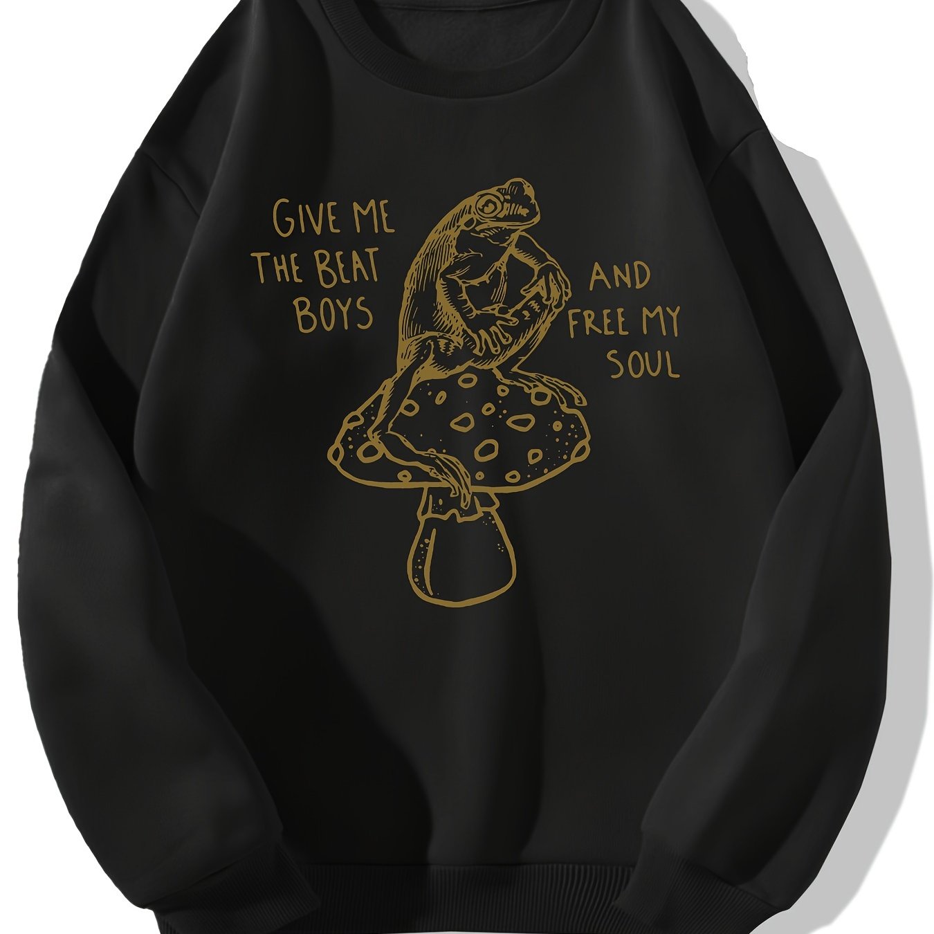 Frog & Mushroom Print Crew Neck Sweatshirt