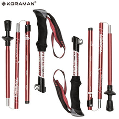KORAMAN 1pair Collapsible Trekking Poles 37 43 Adjustable Lightweight Quick Lock