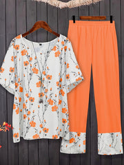 Women's Plus Floral Tee & Pants Two Piece Set