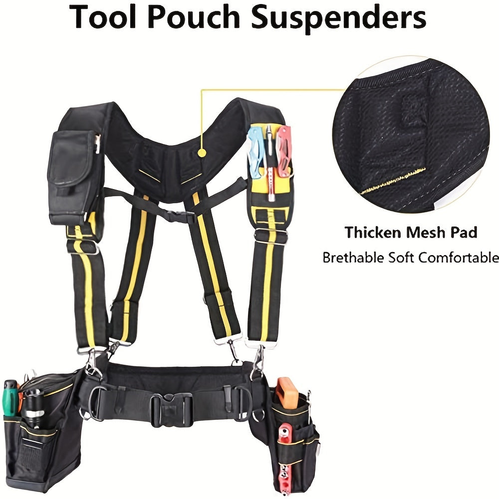 Men's Tool Padded Belt Suspenders with Phone Holder