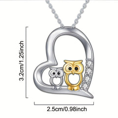 Owl Heart Pendant Necklace Gift for Girls