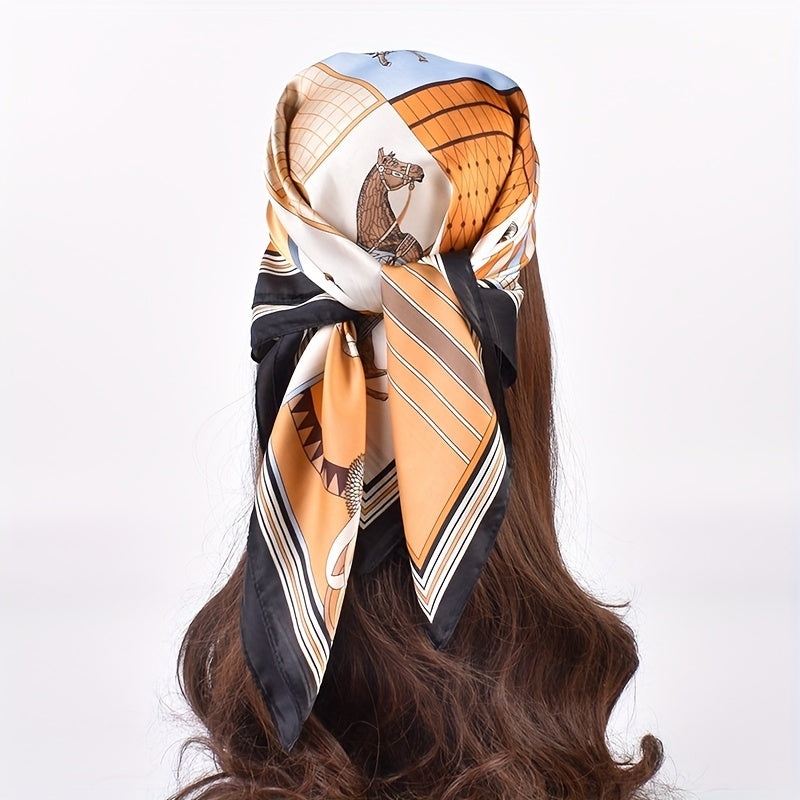 Horse Print Square Scarf Classic Bandana Neckerchief