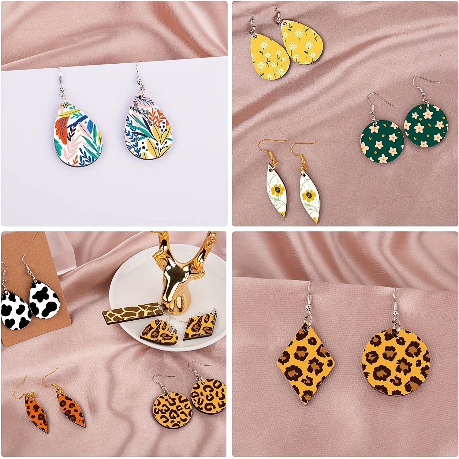 260pcs Water Drop Love Double Sided Printed Charms for Earrings Jewelry