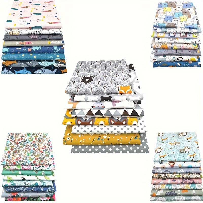 8pcs Jungle Animal Printed Cotton Patchwork DIY Sewing Material
