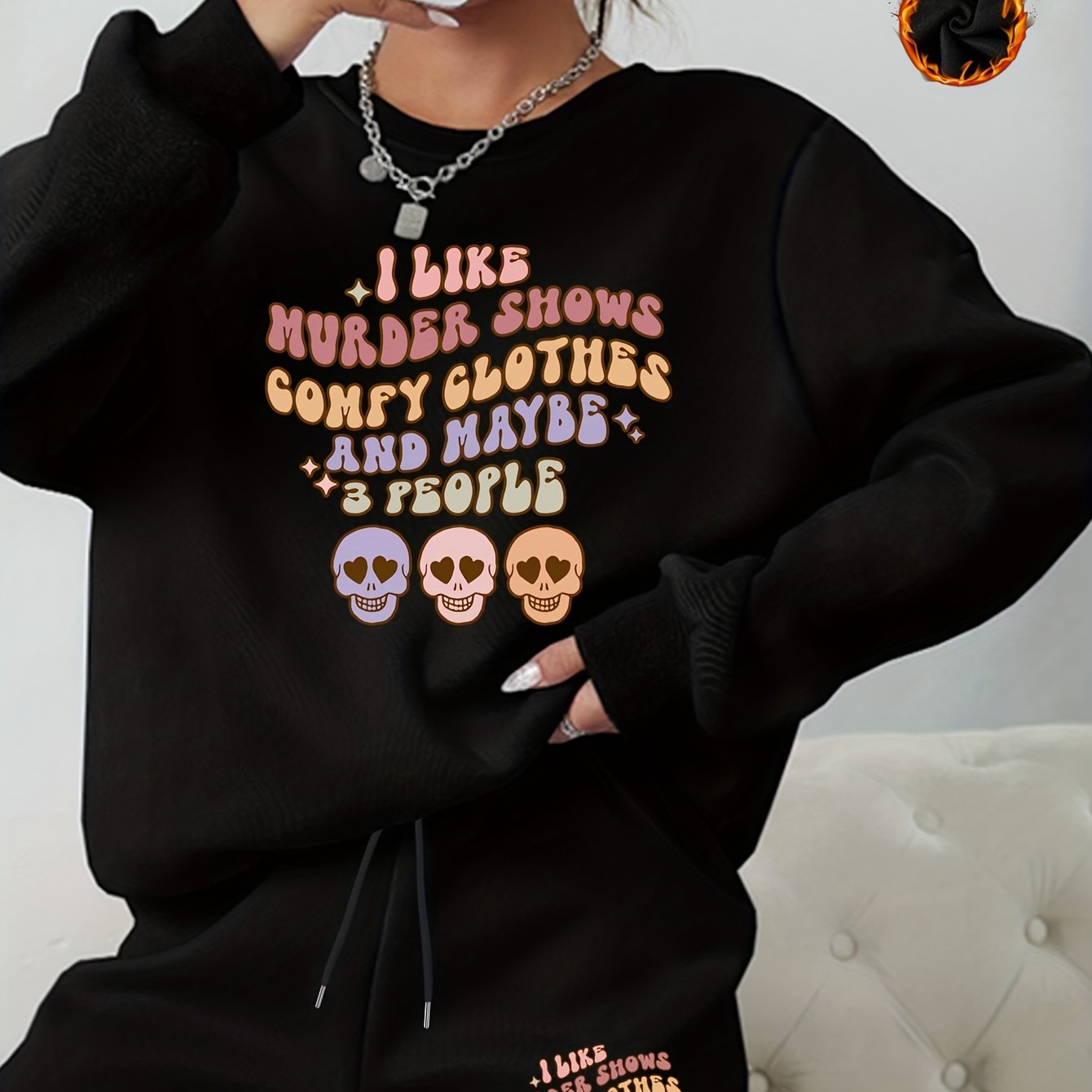 Women's Letter & Graphic Print 2pcs Set Sweatshirt & Shorts Outfit