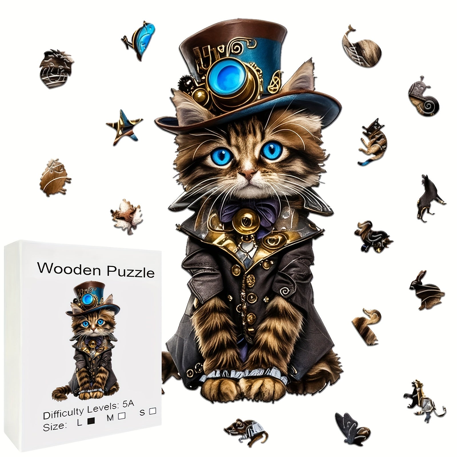Gentleman Cat Wooden Puzzle Challenging Brain Teaser