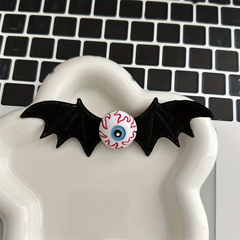 Girl's Green Eyeball Bat Wings Hair Clip Halloween Gothic Hair Accessories