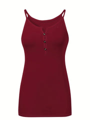 Spaghetti Strap Top V-Neck Cami - Summer Casual Sleeveless Tank