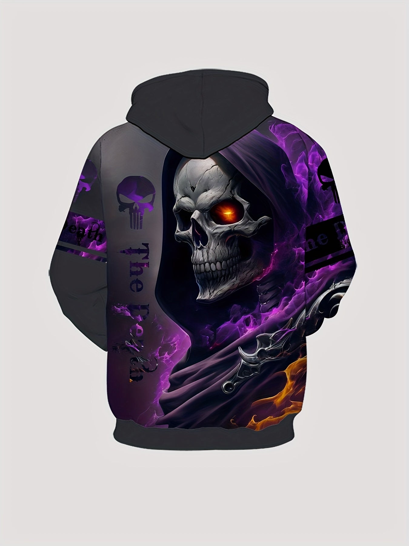 Y2K Skull 3D Print Hoodie Men Graphic Kangaroo Pocket Pullover