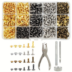 480pcs Double Cap Rivets Stud Round Nail Spike for Leather Craft