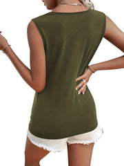 Button Front Tank Top Sleeveless Casual Summer Top Women's Clothing