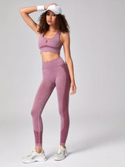 Women's Seamless Yoga Fitness Set Sleeveless Cropped Top & Leggings