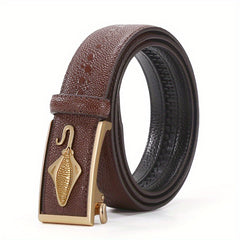Men's Crocodile Pattern Leather Belt Automatic Buckle