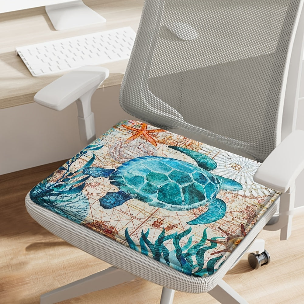 Soft Flannel Sea Turtle Octopus Print Chair Cushion