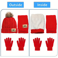 Kids Autumn Winter Hat Scarf Gloves Set