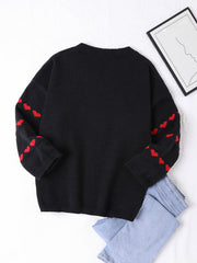 Heart Print Sweater Women's Long Sleeve Jumper