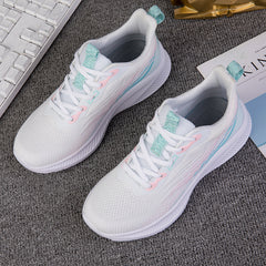 Women's Lightweight Casual Sneakers Flying Woven Lace-up Shoes