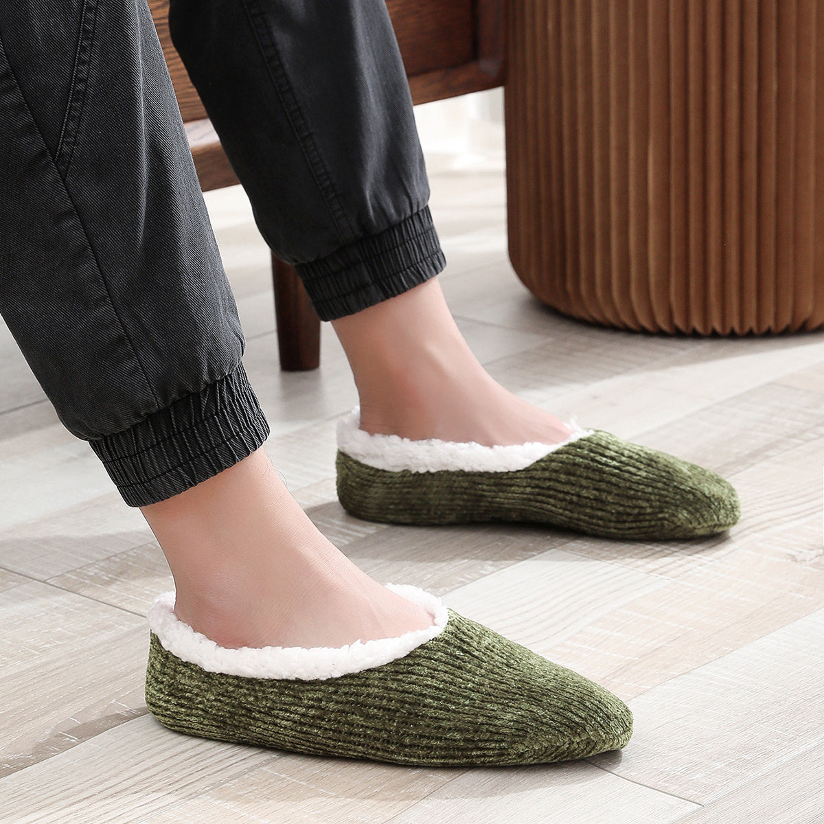 Men's Striped Fleece Slipper Socks