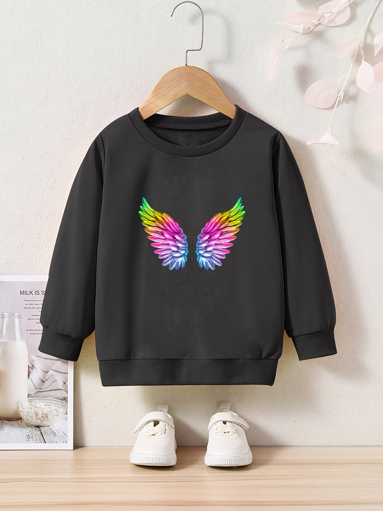 Kids Rainbow Wings Print Pullover Top