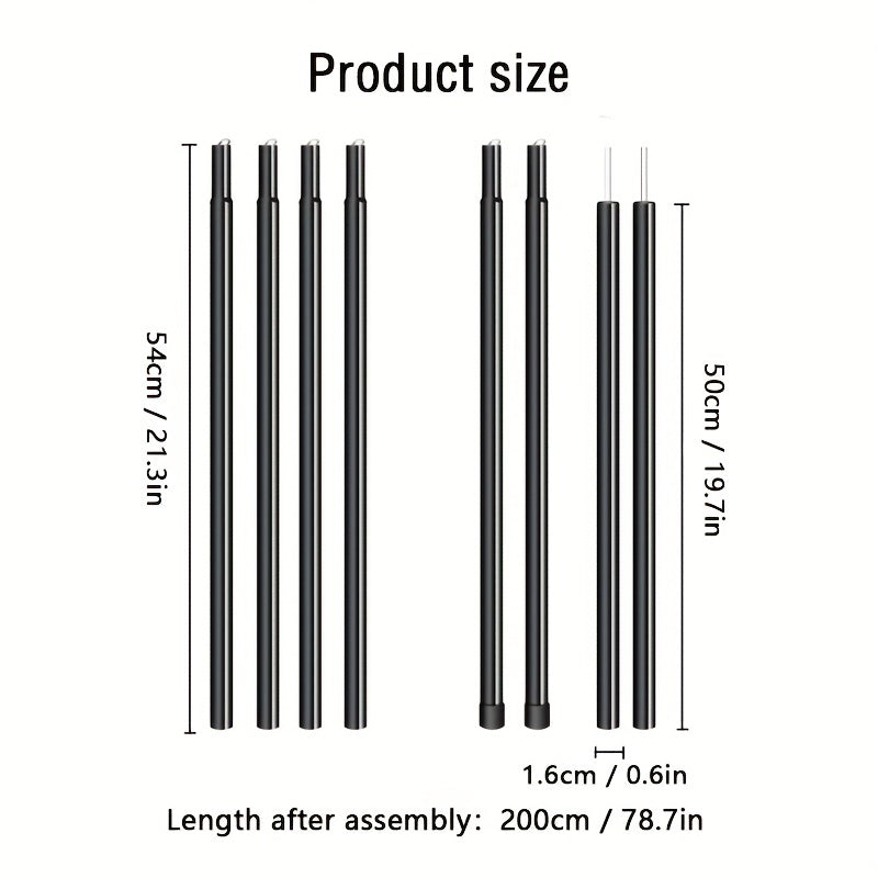 2pcs Lightweight Canopy Tent Support Poles 8 Sections with Storage Bag