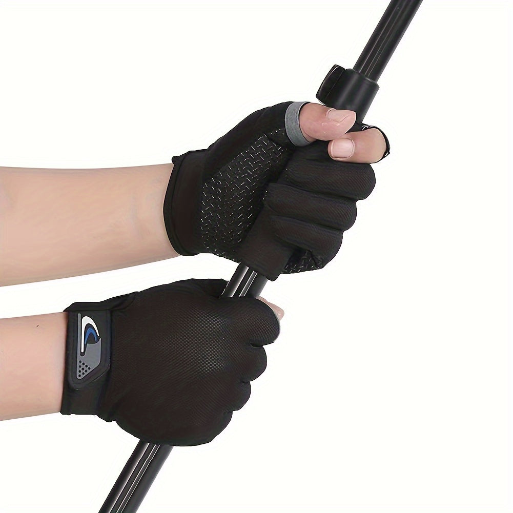 1pair Fishing Gloves Anti slip Breathable Mitten 2 finger Cut Unisex Gloves