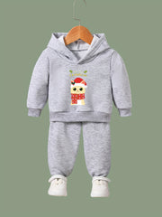 Christmas Kitty Print Girls 2pcs Hoodies Jogger Pants Set