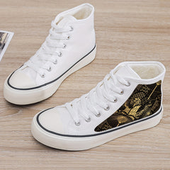Girl's High Top Golden Pattern Skate Shoes with Plush Lining