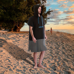 Microfiber Surfing Wetsuit Changing Towel Robe Poncho Hood Pocket