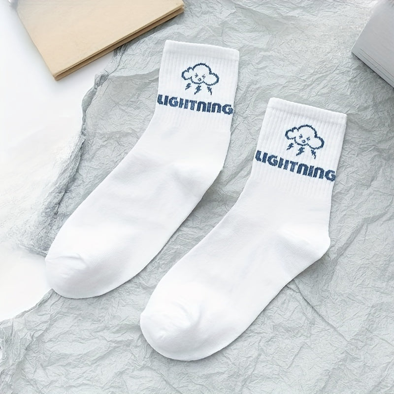 Letter Graffiti Print Socks for Women
