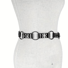 Gothic Rivet PU Belt Punk Ring Hollow Out Waistband Adjustable Body Harness
