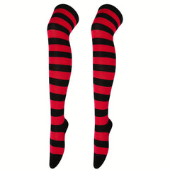 5 Pairs Striped Thigh High Socks Cosplay Over The Knee Socks