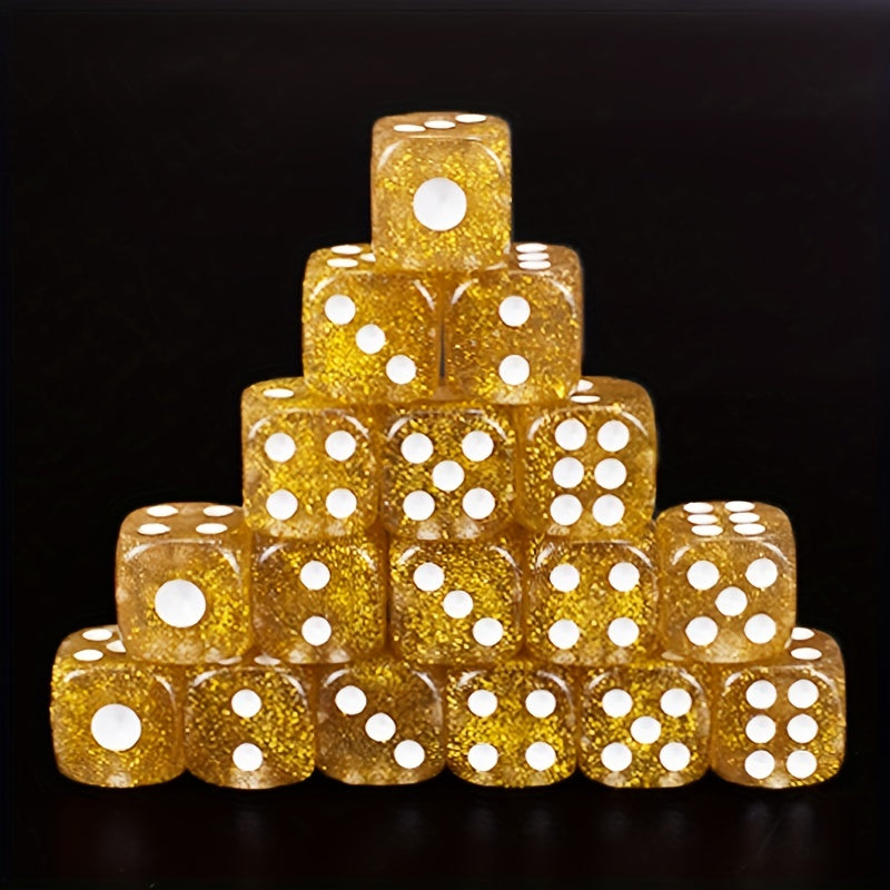 10pc/set 16mm Transparent Crystal Golden Dice for Parties & RPGs