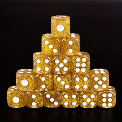10pc/set 16mm Transparent Crystal Golden Dice for Parties & RPGs