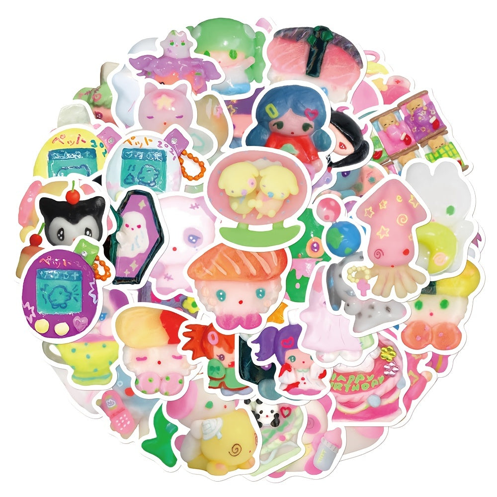 56pcs Cartoon Clay Head Stickers for DIY Decorations