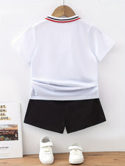 Boys Polo Shirt & Shorts Set Preppy Style Summer Clothes