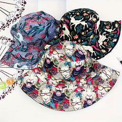 Hip Hop Animal Graffiti Double sided Foldable Bucket Hat