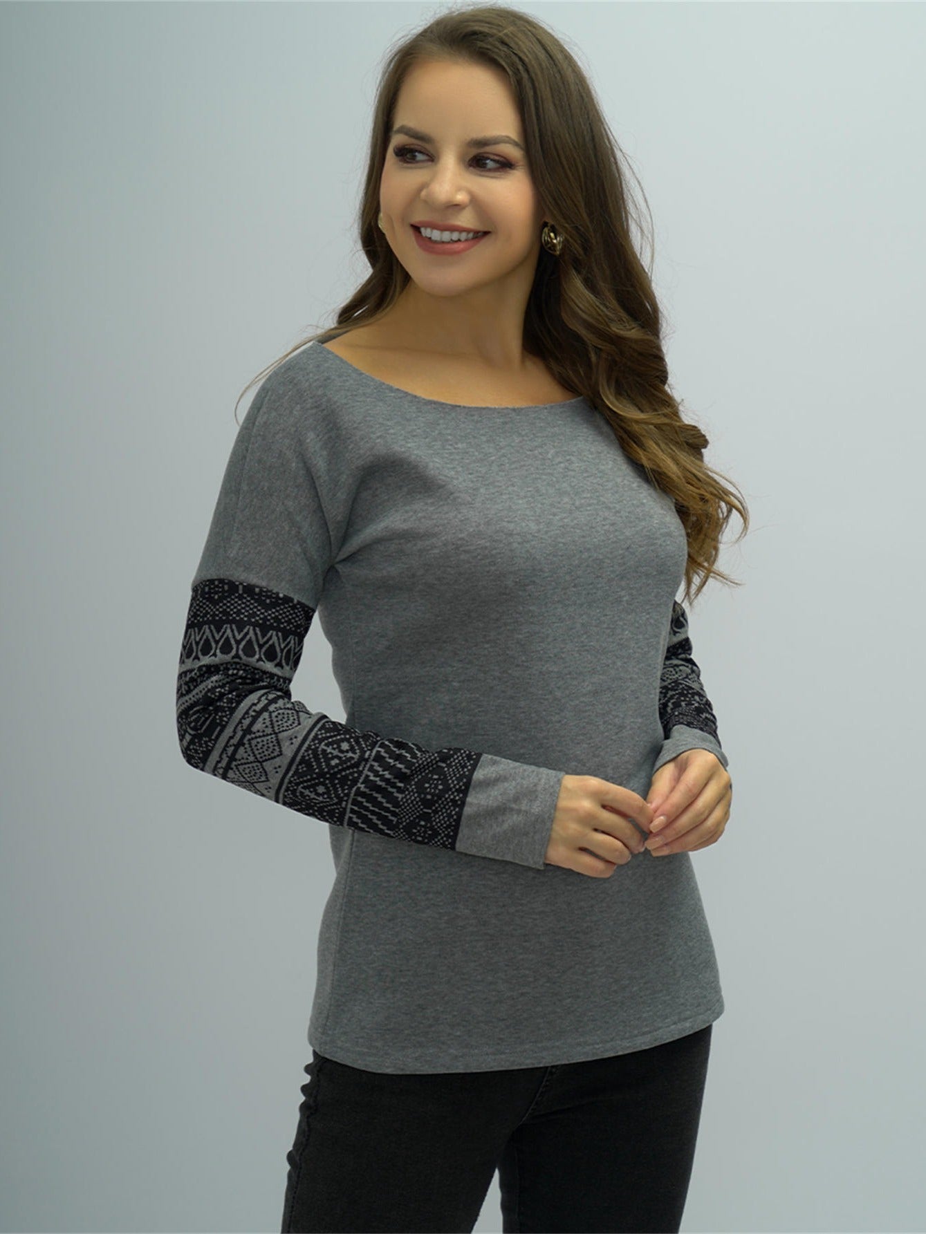Women's Geo Pattern Colorblock Active Sweatshirt