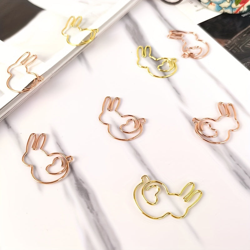 10pcs Rabbit Heart Paper Clip Bookmarks for Students