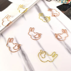 10pcs Rabbit Heart Paper Clip Bookmarks for Students