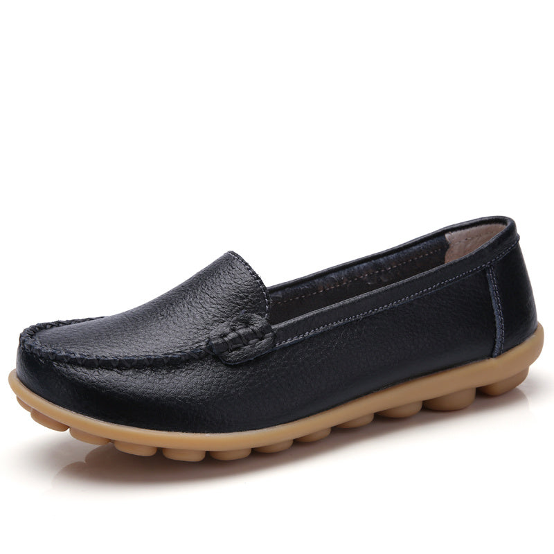 Women's Soft Leather Loafers Slip-On Flats Lightweight Shoes