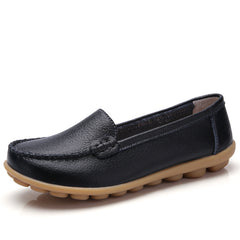 Women's Soft Leather Loafers Slip-On Flats Lightweight Shoes