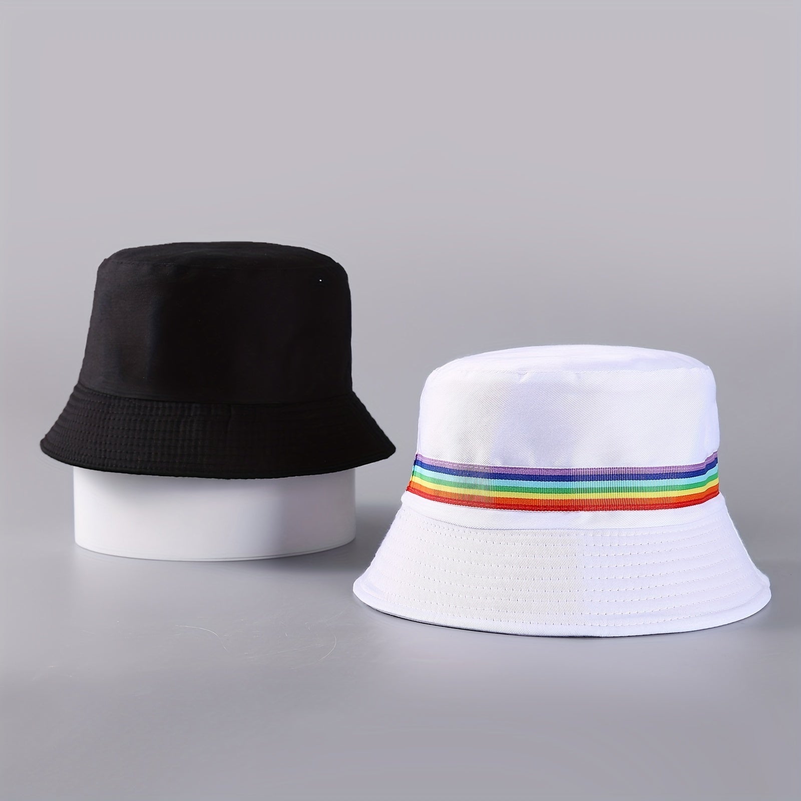 Men's Colored Strip Bucket Hat Small Brim Sunshade Basin Hat