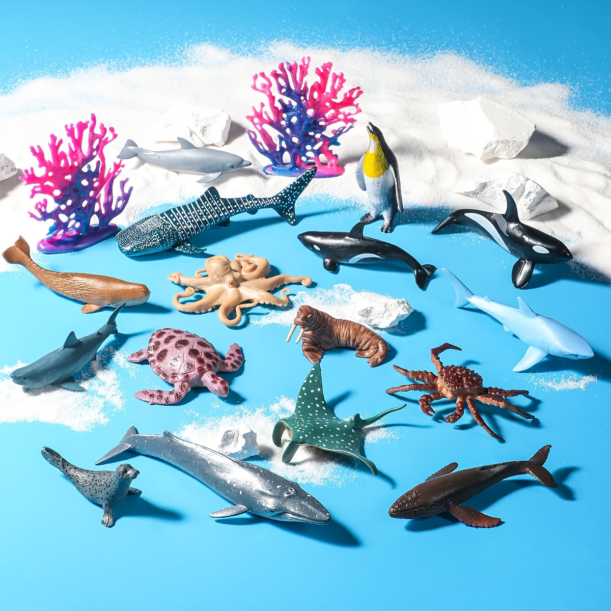 18pcs Ocean Animal Educational Toy Models Cake Decoration Aquarium Decor