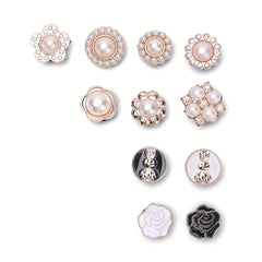 Bling Shoe Decoration Charms With Chains For Clog Sandals Rhinestone & Pearl