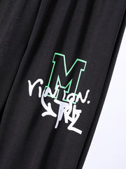 Teen Casual Letter Graphic Print Pants