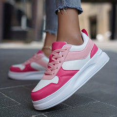 Women's Colorblock Casual Sneakers Low Round Toe Soft Shoes